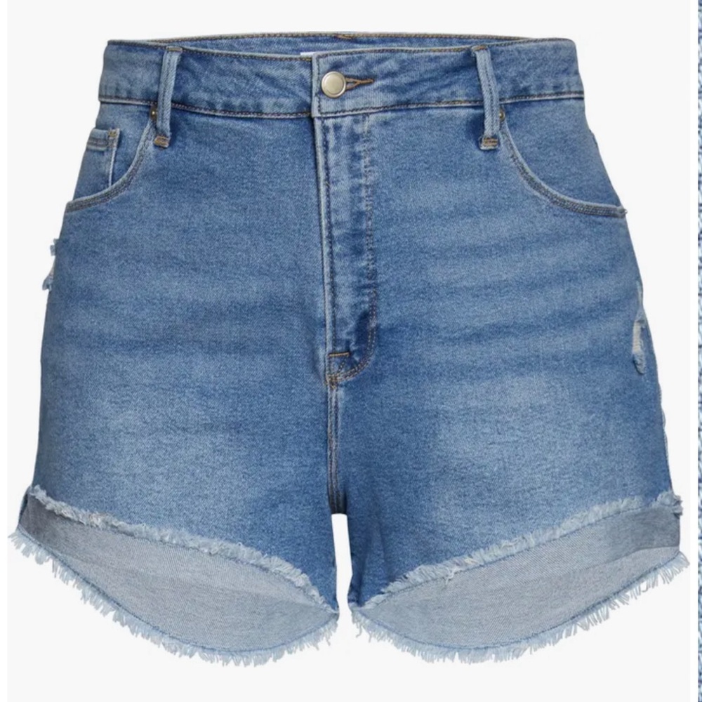 Good American Size 2 / 26 Good Curve High Waist Denim Shorts Blue‎